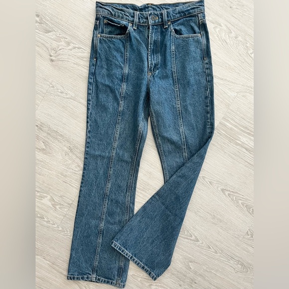 Jeans Massimo Dutti High Waist Stovepipe Seamed Front Med Wash 90s Style 29W - Picture 4 of 12